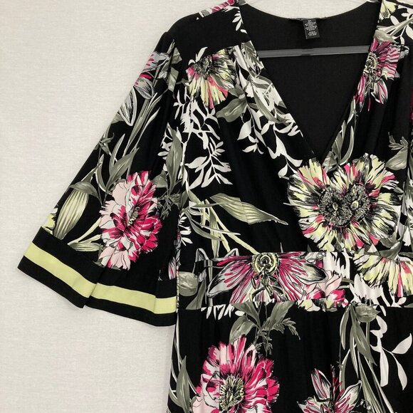 INC International Concepts Floral Wrap Stretch Knit Asymmetric Hem Midi Dress 2X - Picture 9 of 11